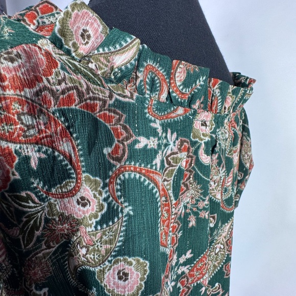 Green & Gold Peasant Top by Rose & Olive - LG - Picture 2 of 8